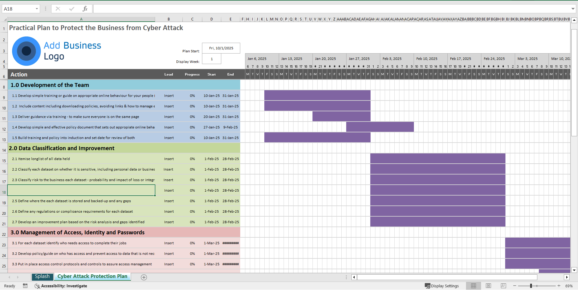 Practical Plan to Protect the Business from Cyber-Attack (Excel template (XLSX)) Preview Image