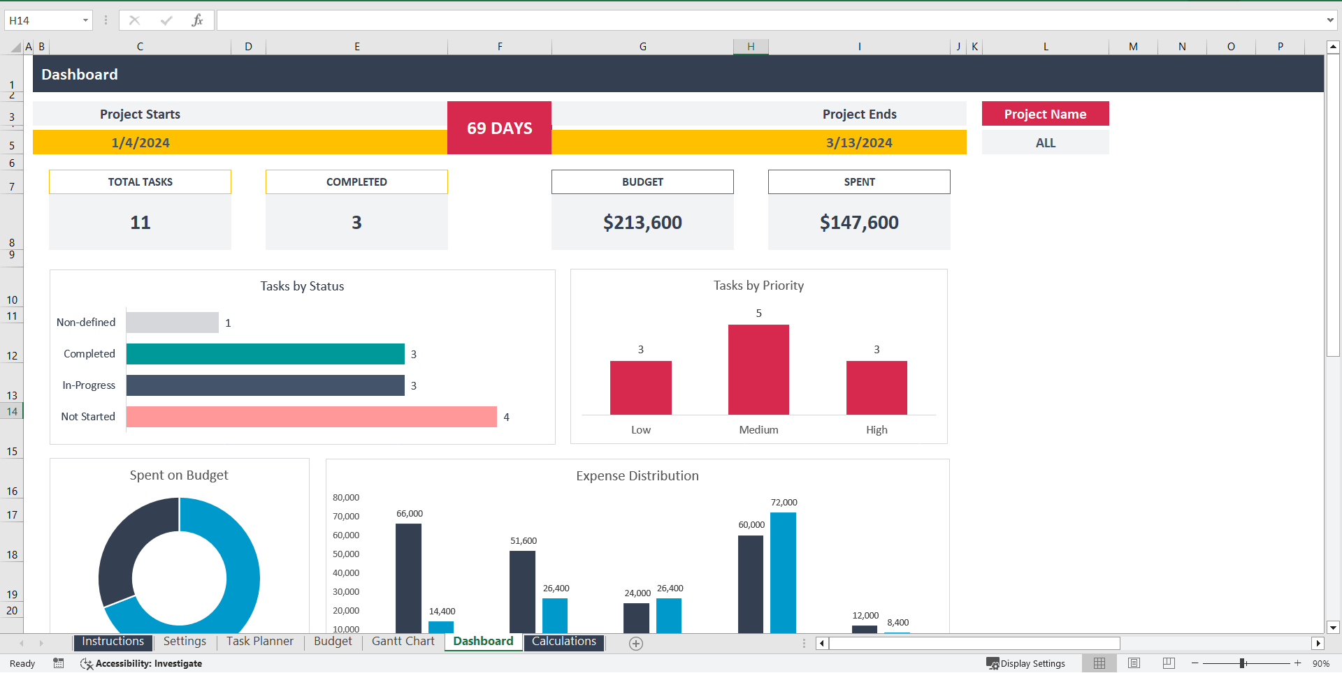 Project Management Excel Template (Excel template (XLSX)) Preview Image