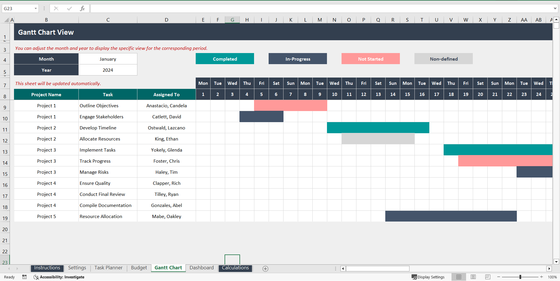 Project Management Excel Template (Excel template (XLSX)) Preview Image