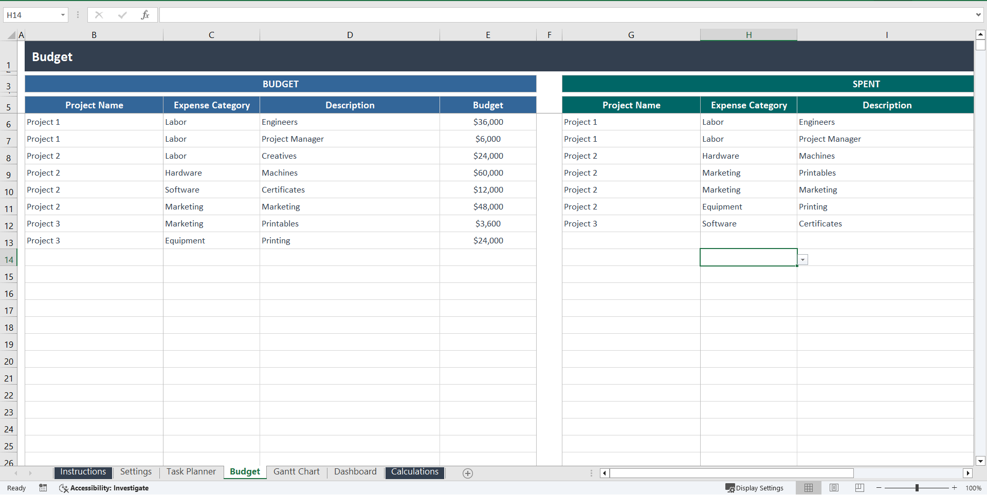 Project Management Excel Template (Excel template (XLSX)) Preview Image