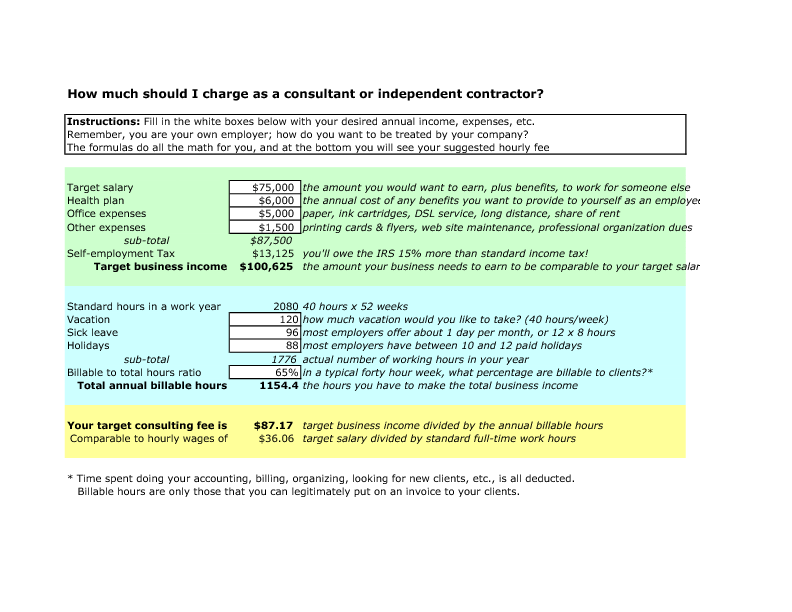 Consultant Fee Setting Matrix (Excel template (XLS)) Preview Image