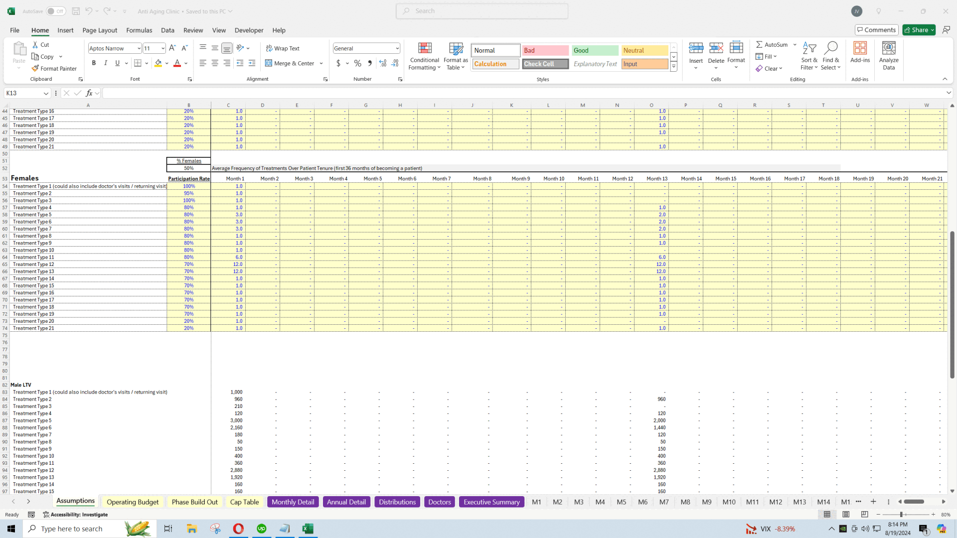 Health Clinic Pro Forma Template with Cap Table (Excel template (XLSX)) Preview Image