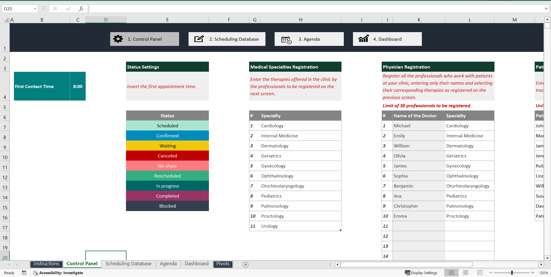 Appointment Management for Medical Clinics (Excel template (XLSX)) Preview Image