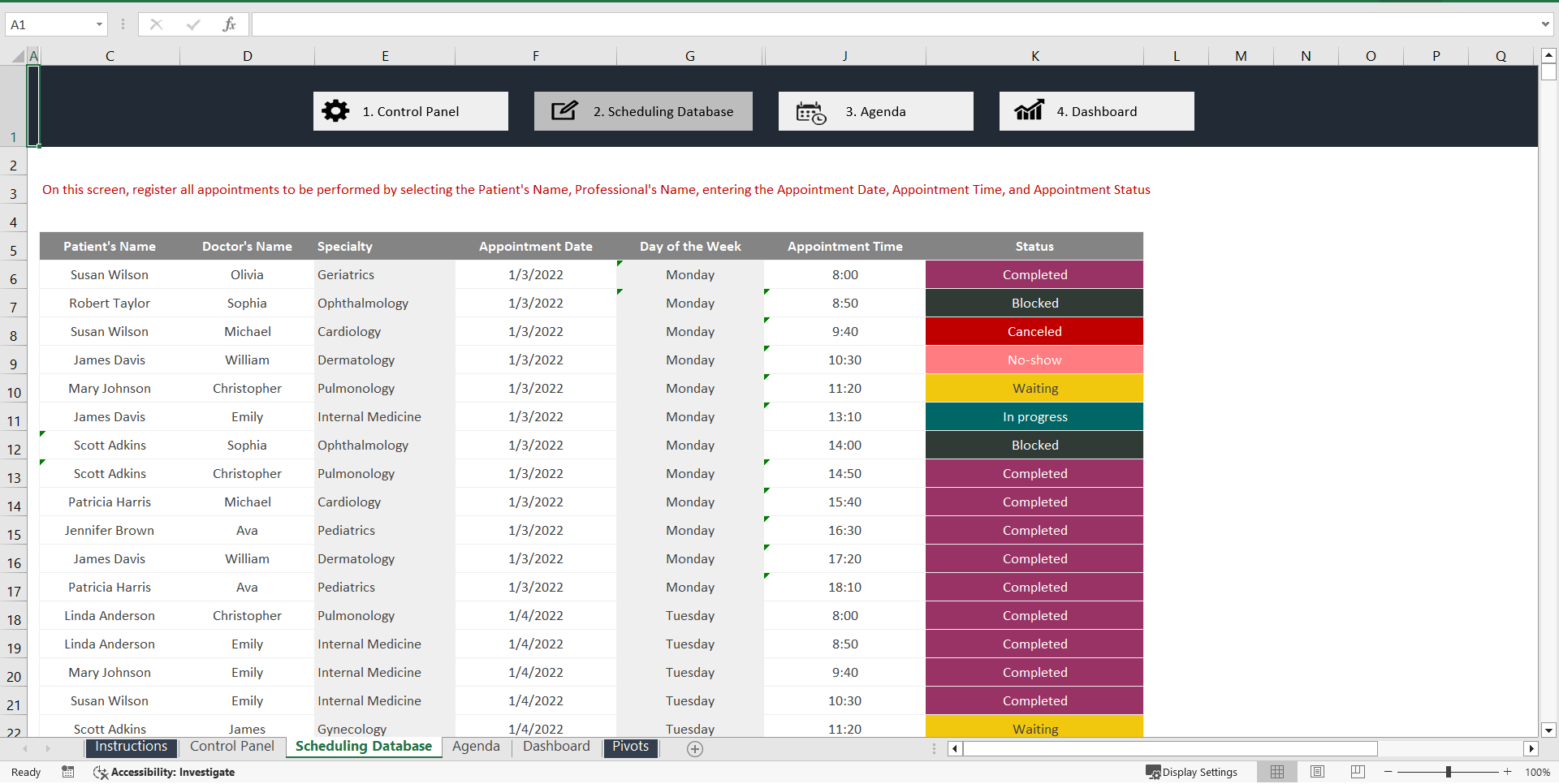 Appointment Management for Medical Clinics (Excel template (XLSX)) Preview Image