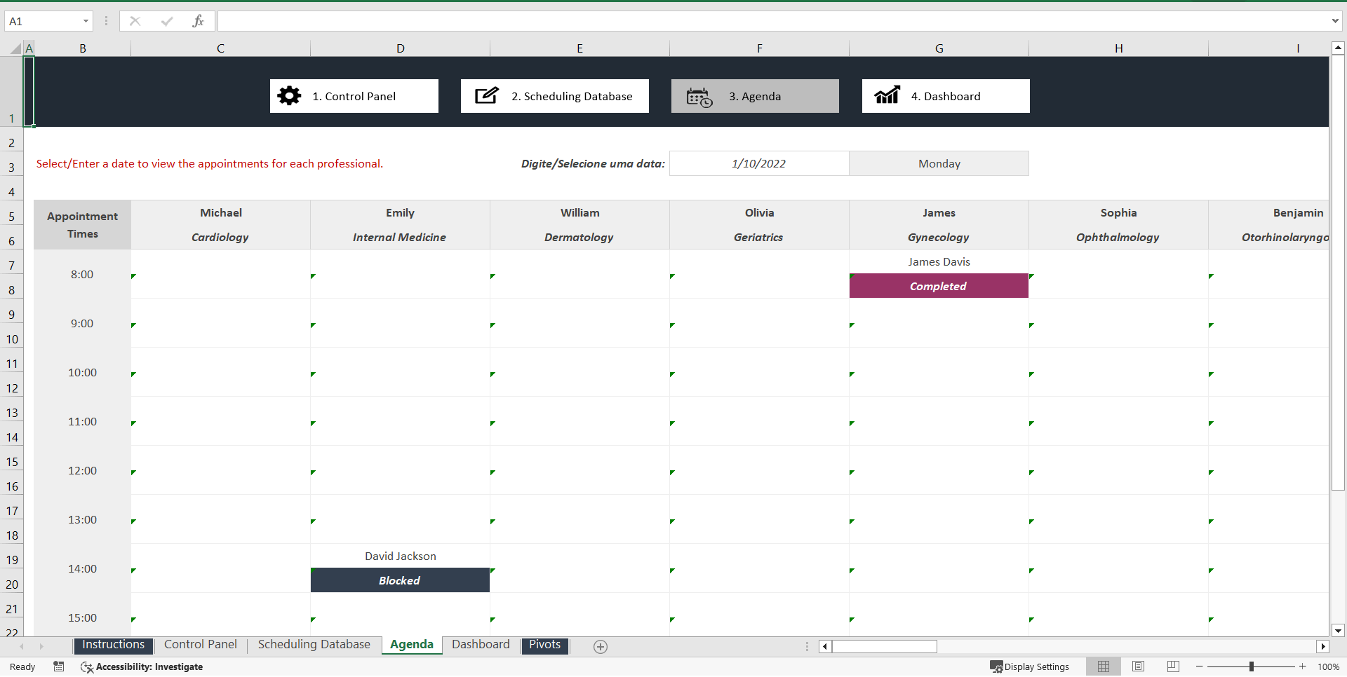 Appointment Management for Medical Clinics (Excel template (XLSX)) Preview Image