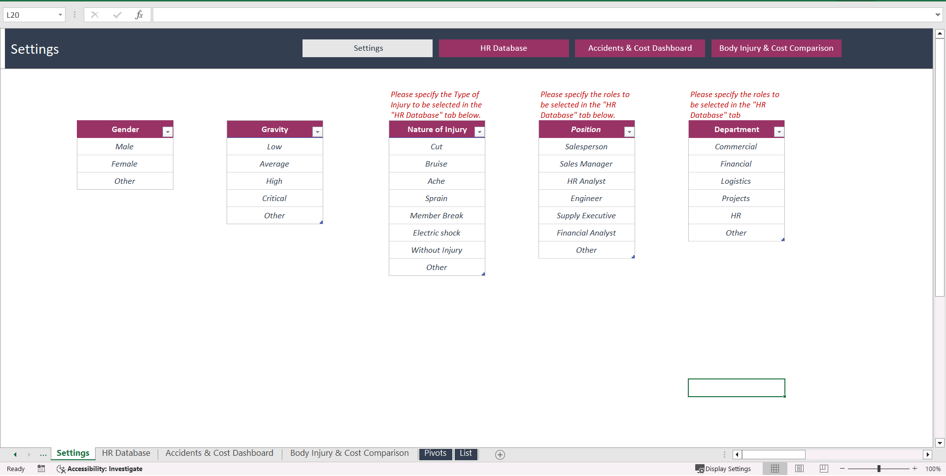 HSE Incident Trend Analysis Excel Report (Excel template (XLSX)) Preview Image