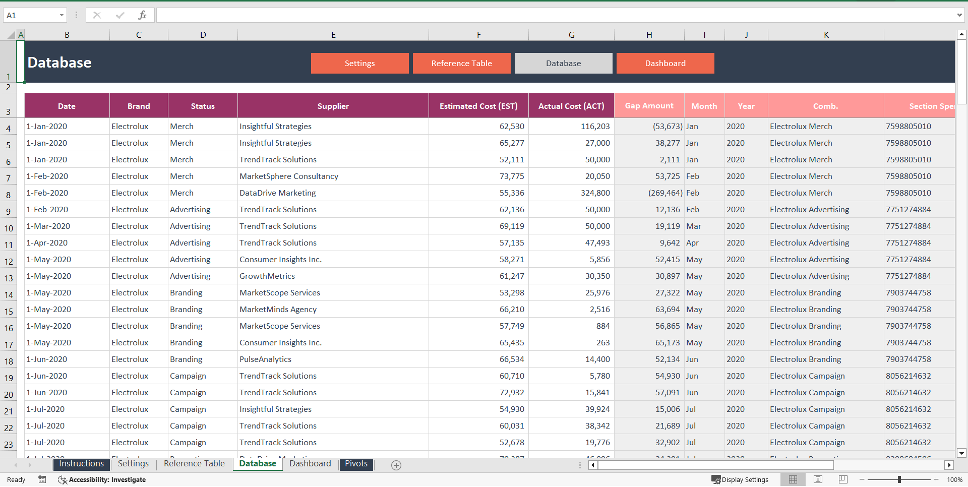 Marketing Budget Analysis (Excel template (XLSX)) Preview Image