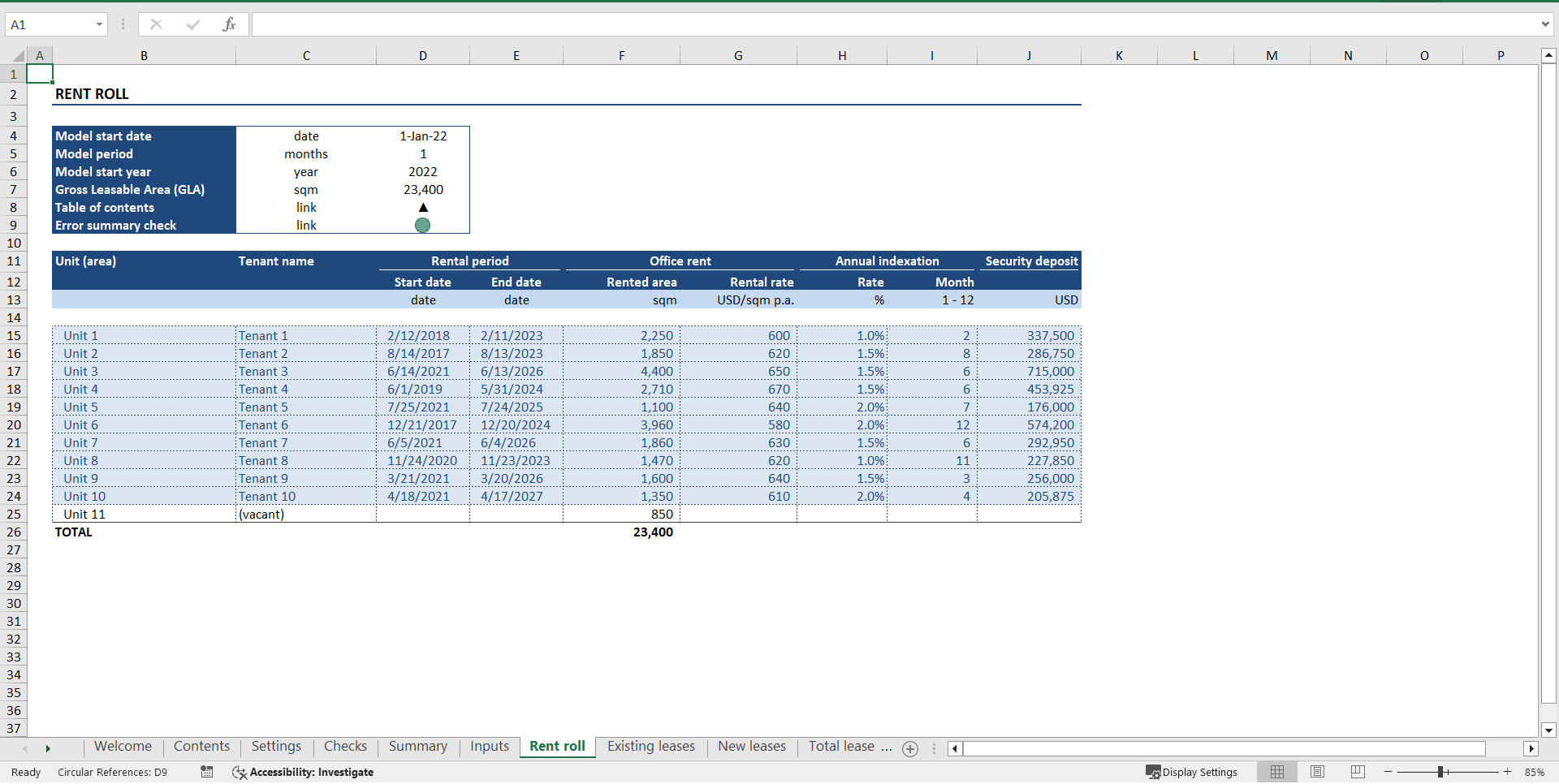 Real Estate Acquisition ("Buy-Hold-Sell") Financial Model (Excel template (XLSX)) Preview Image