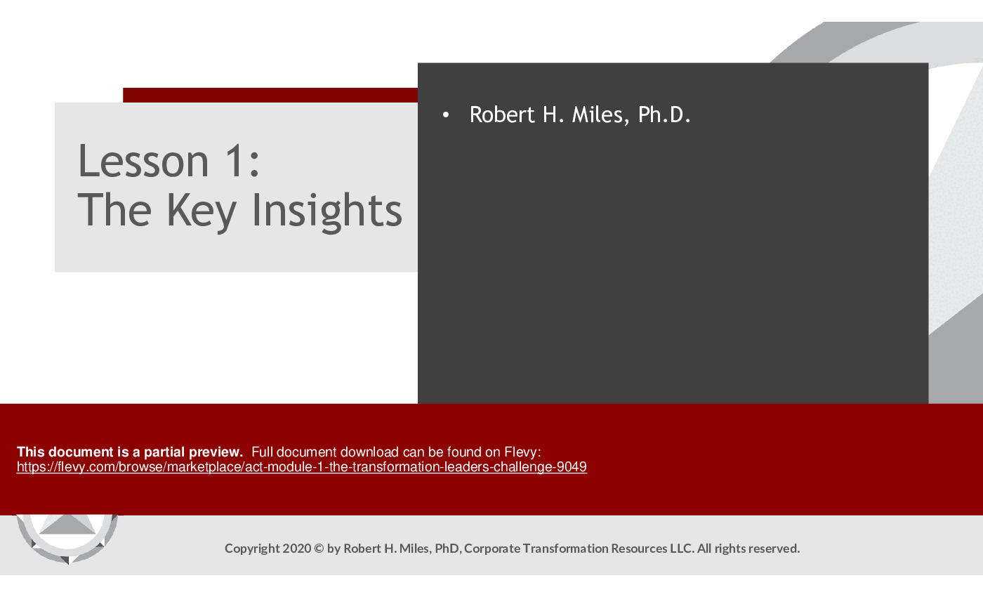 ACT Module 1: The Transformation Leader's Challenge (60-slide PPT PowerPoint presentation (PPTX)) Preview Image