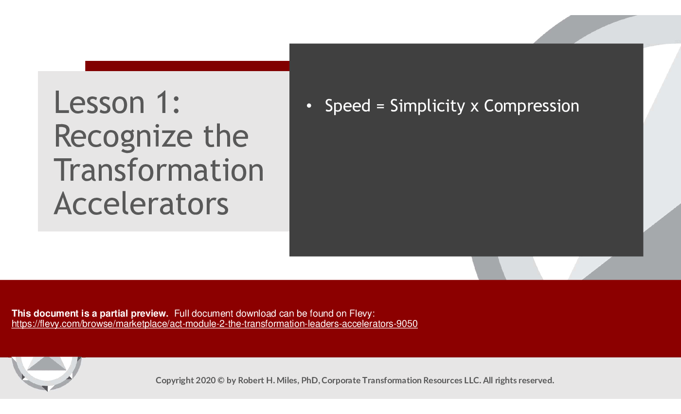 ACT Module 2: The Transformation Leader's Accelerators (38-slide PPT PowerPoint presentation (PPTX)) Preview Image