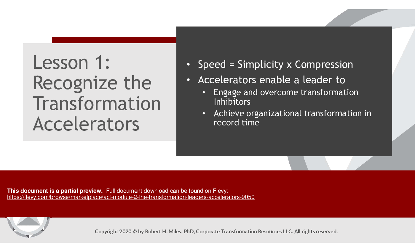 ACT Module 2: The Transformation Leader's Accelerators (38-slide PPT PowerPoint presentation (PPTX)) Preview Image