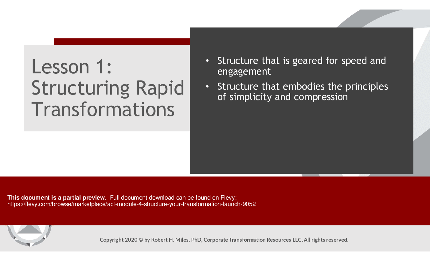 ACT Module 4: Structure Your Transformation Launch (128-slide PPT PowerPoint presentation (PPTX)) Preview Image