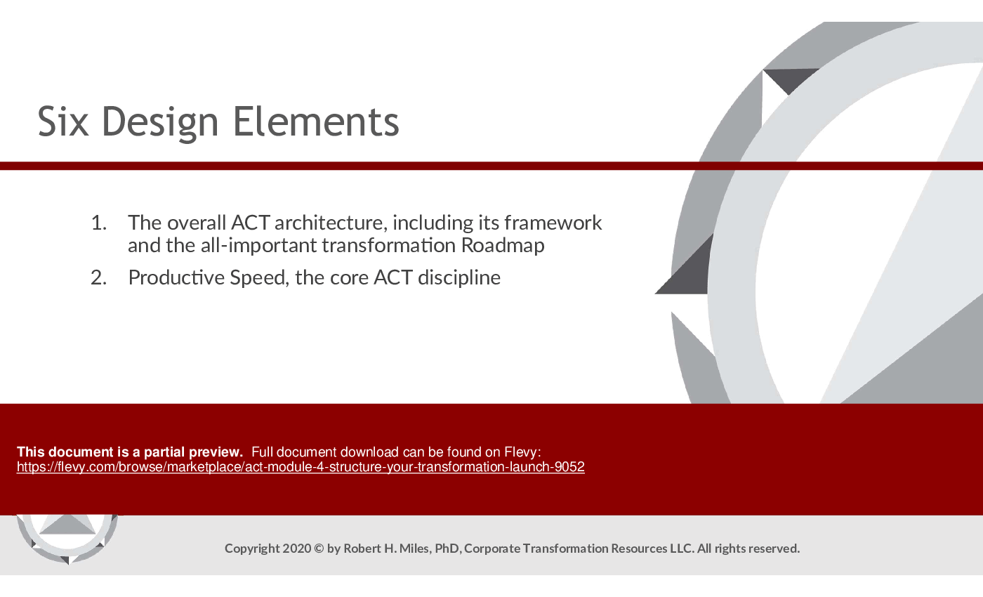 ACT Module 4: Structure Your Transformation Launch (128-slide PPT PowerPoint presentation (PPTX)) Preview Image