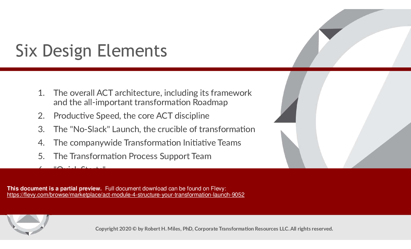 ACT Module 4: Structure Your Transformation Launch (128-slide PPT PowerPoint presentation (PPTX)) Preview Image