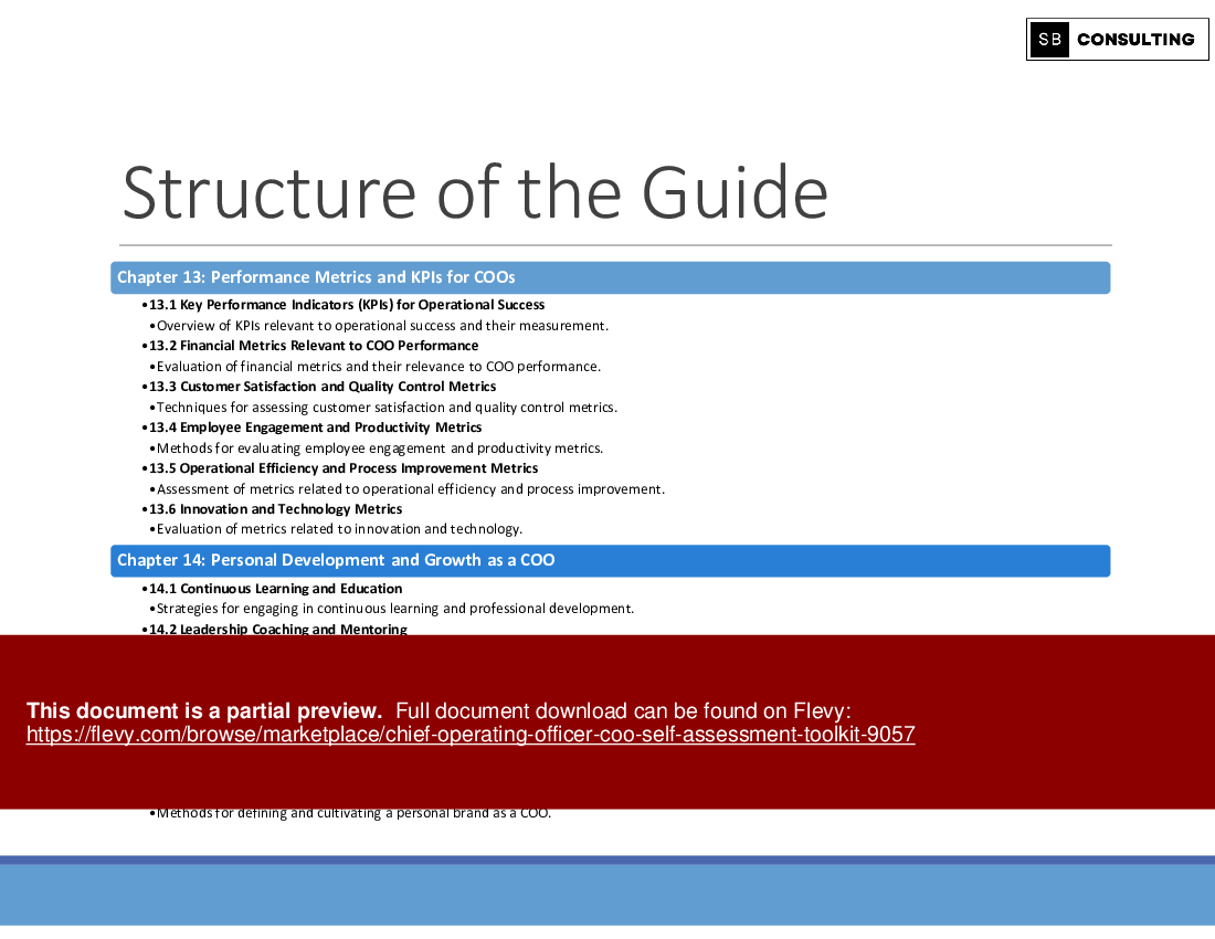 Chief Operating Officer (COO) Self-Assessment Toolkit (794-slide PPT PowerPoint presentation (PPTX)) Preview Image