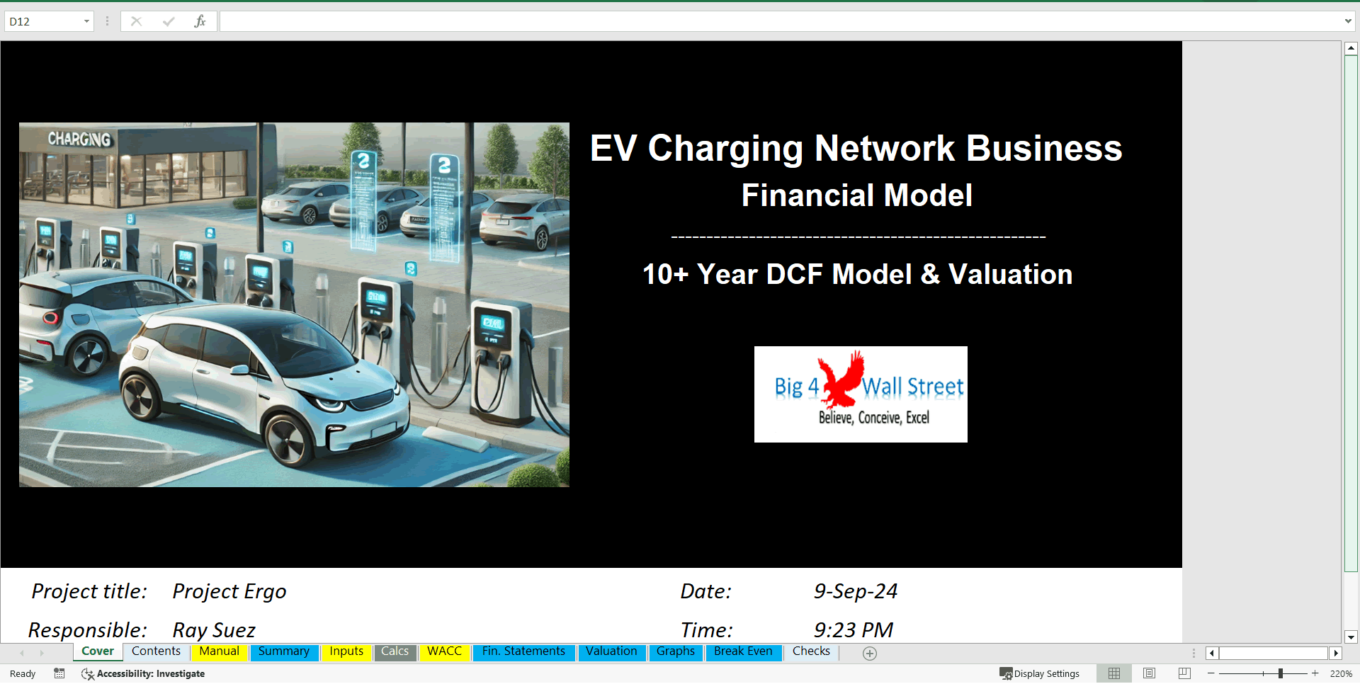 EV Charging Network Business Financial Model (Excel template (XLSX)) Preview Image