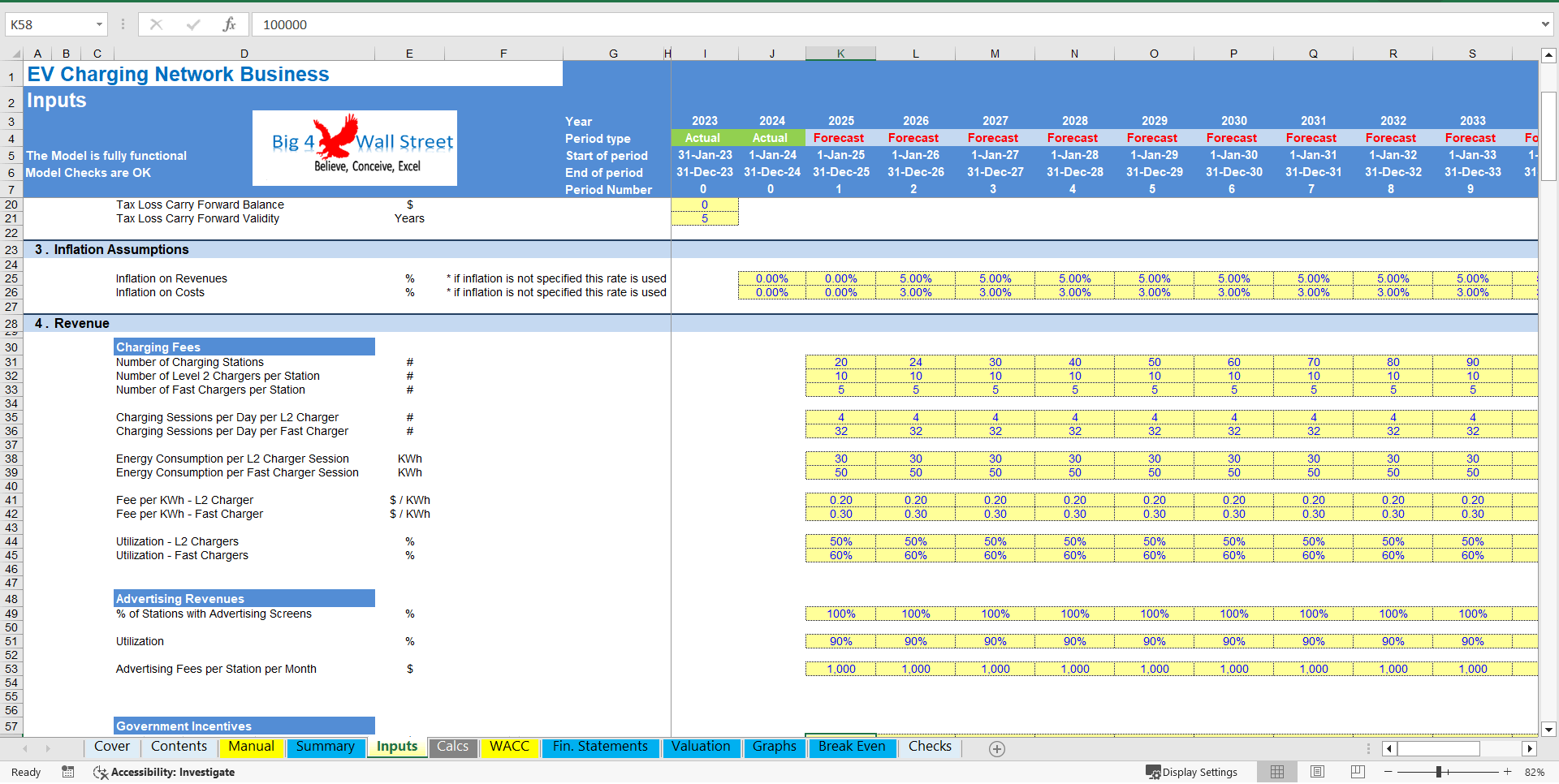 EV Charging Network Business Financial Model (Excel template (XLSX)) Preview Image