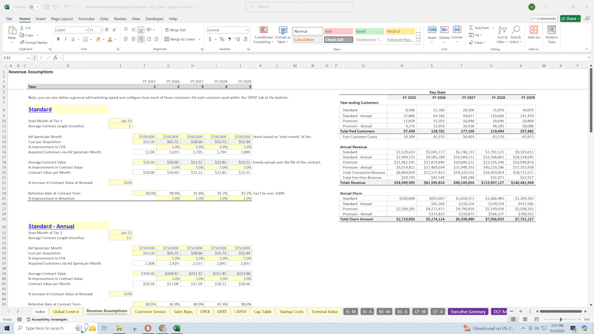 General B2C SaaS Financial Model (Excel template (XLSX)) Preview Image