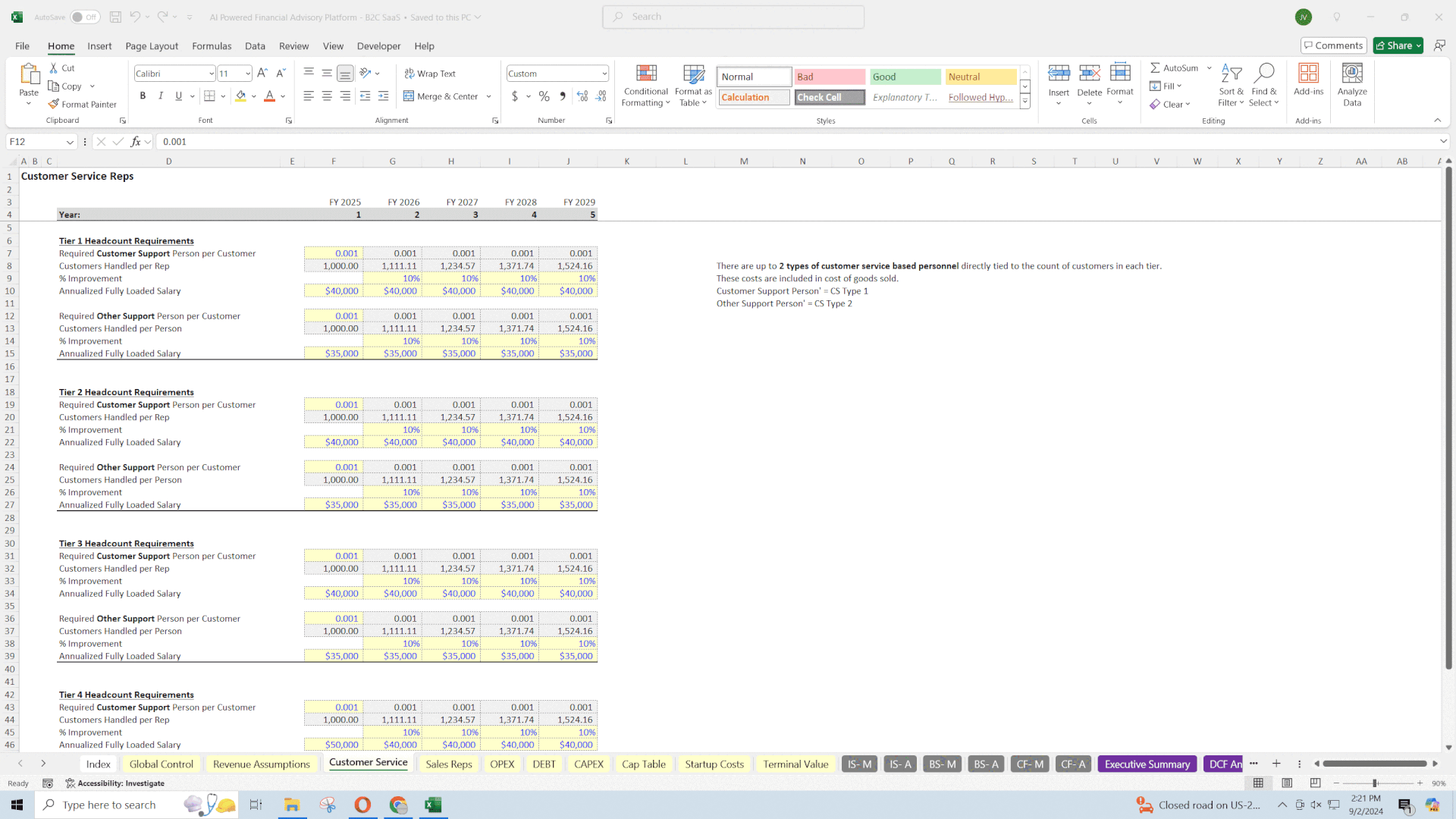 General B2C SaaS Financial Model (Excel template (XLSX)) Preview Image