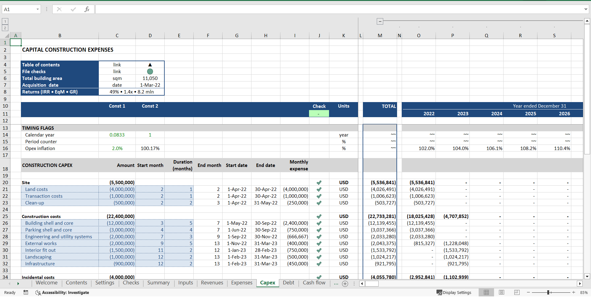 Residential "Build & Sell" Financial Model (Excel template (XLSX)) Preview Image