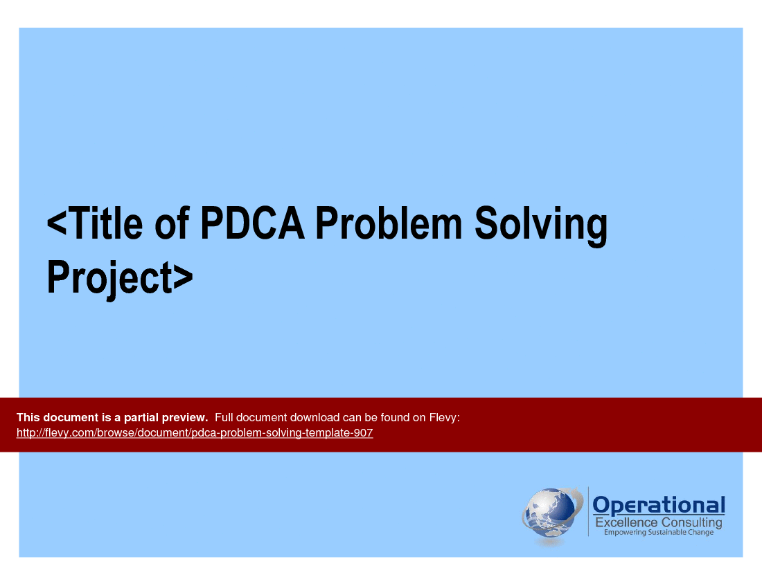 PDCA Problem Solving Project Template (64-slide PPT PowerPoint presentation (PPTX)) Preview Image