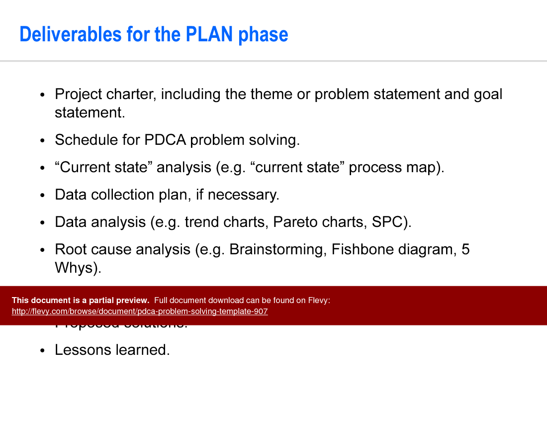 PDCA Problem Solving Project Template PowerPoint Slideshow View