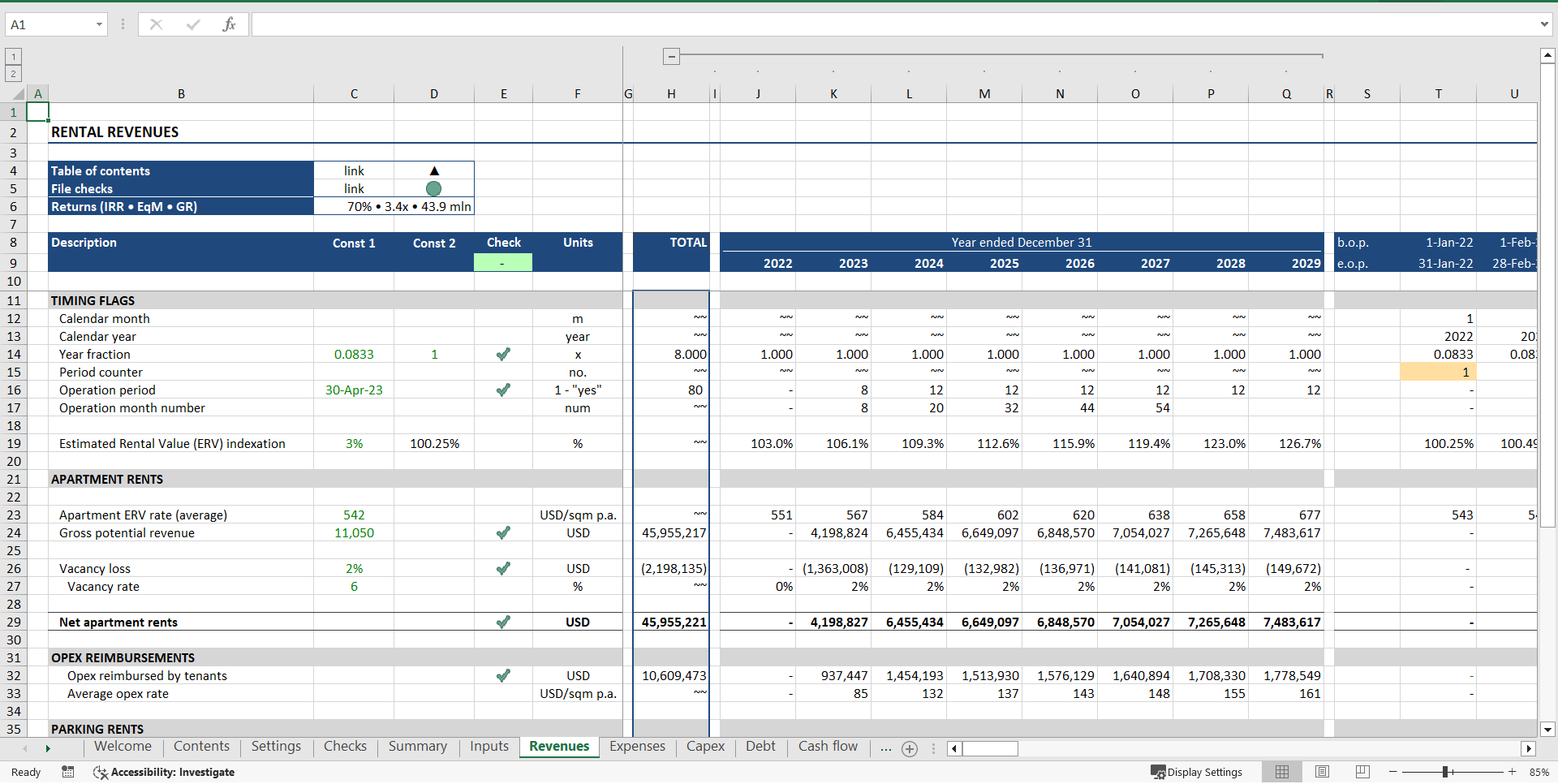 Residential "Build-Hold-Sell" Financial Model (Excel template (XLSX)) Preview Image