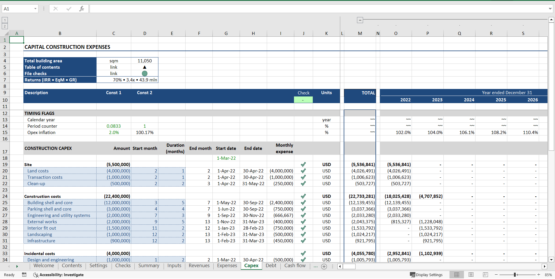 Residential "Build-Hold-Sell" Financial Model (Excel template (XLSX)) Preview Image