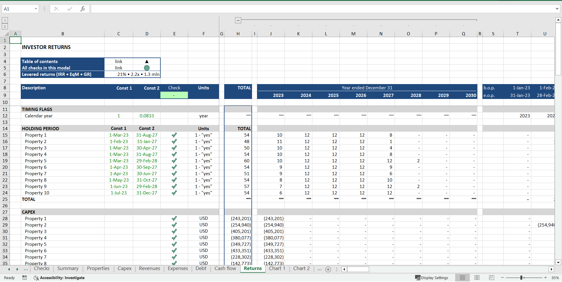 Short-term Rental (Airbnb) Financial Model (Excel template (XLSX)) Preview Image