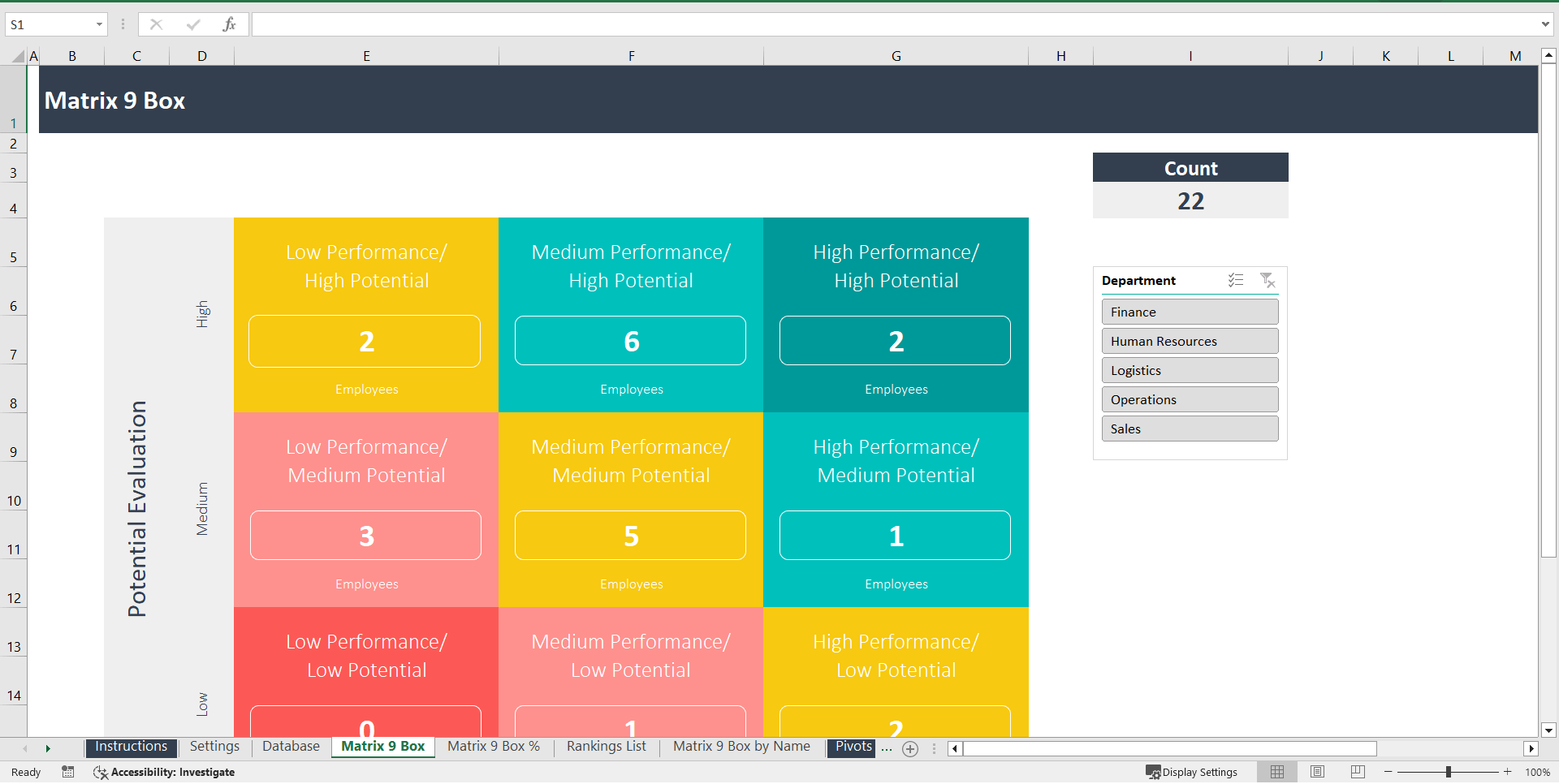 9 Box Grid Excel Model (Excel template (XLSX)) Preview Image