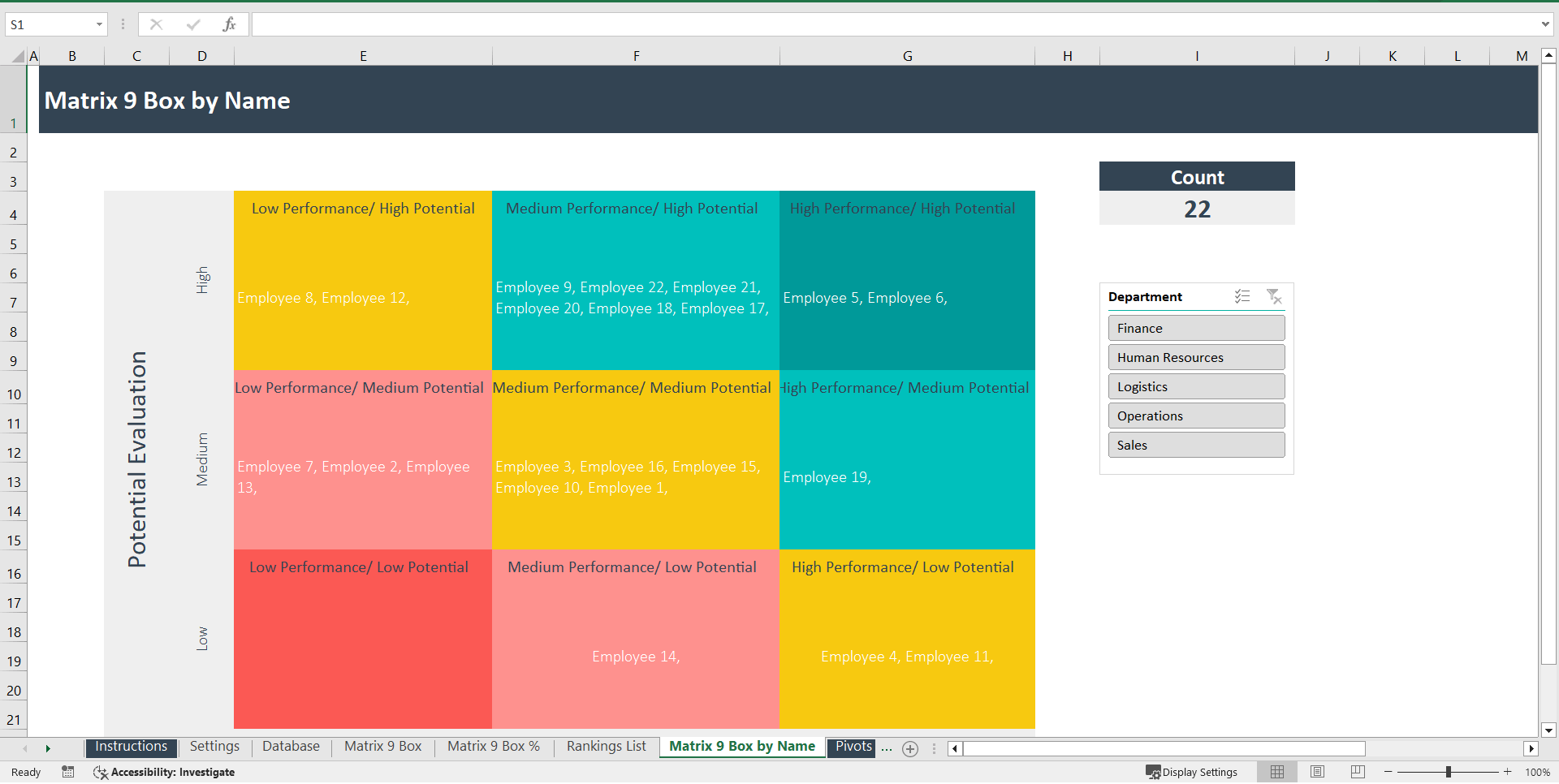 9 Box Grid Excel Model (Excel template (XLSX)) Preview Image