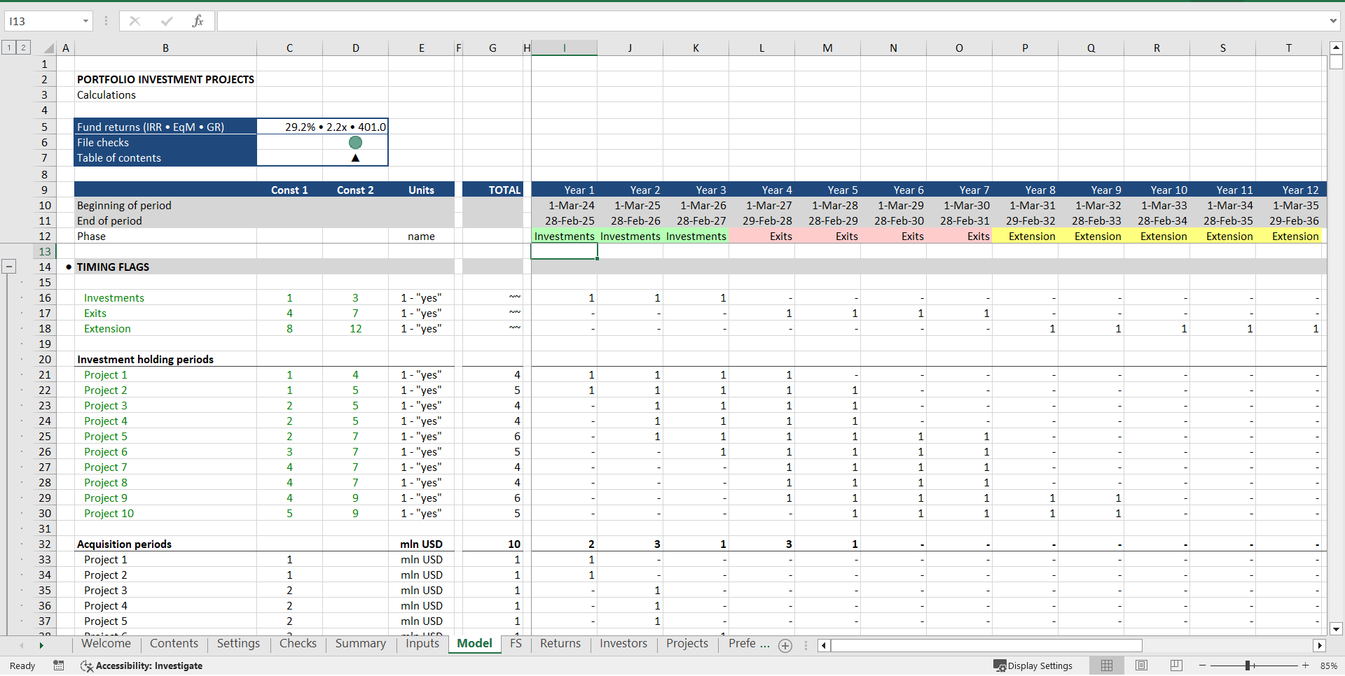 Private Equity (Venture Capital) Fund Financial Model (Excel template (XLSX)) Preview Image