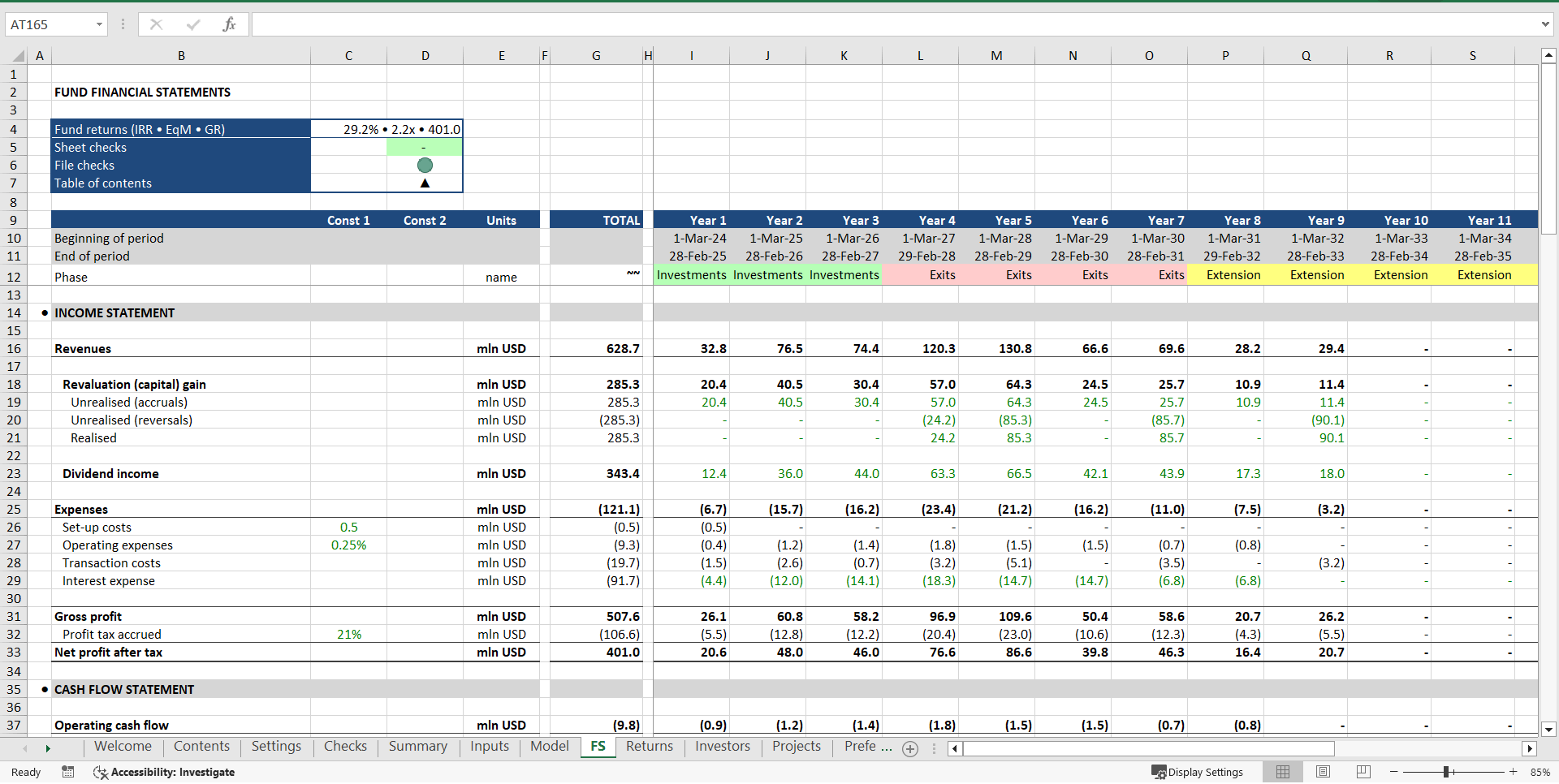 Private Equity (Venture Capital) Fund Financial Model (Excel template (XLSX)) Preview Image