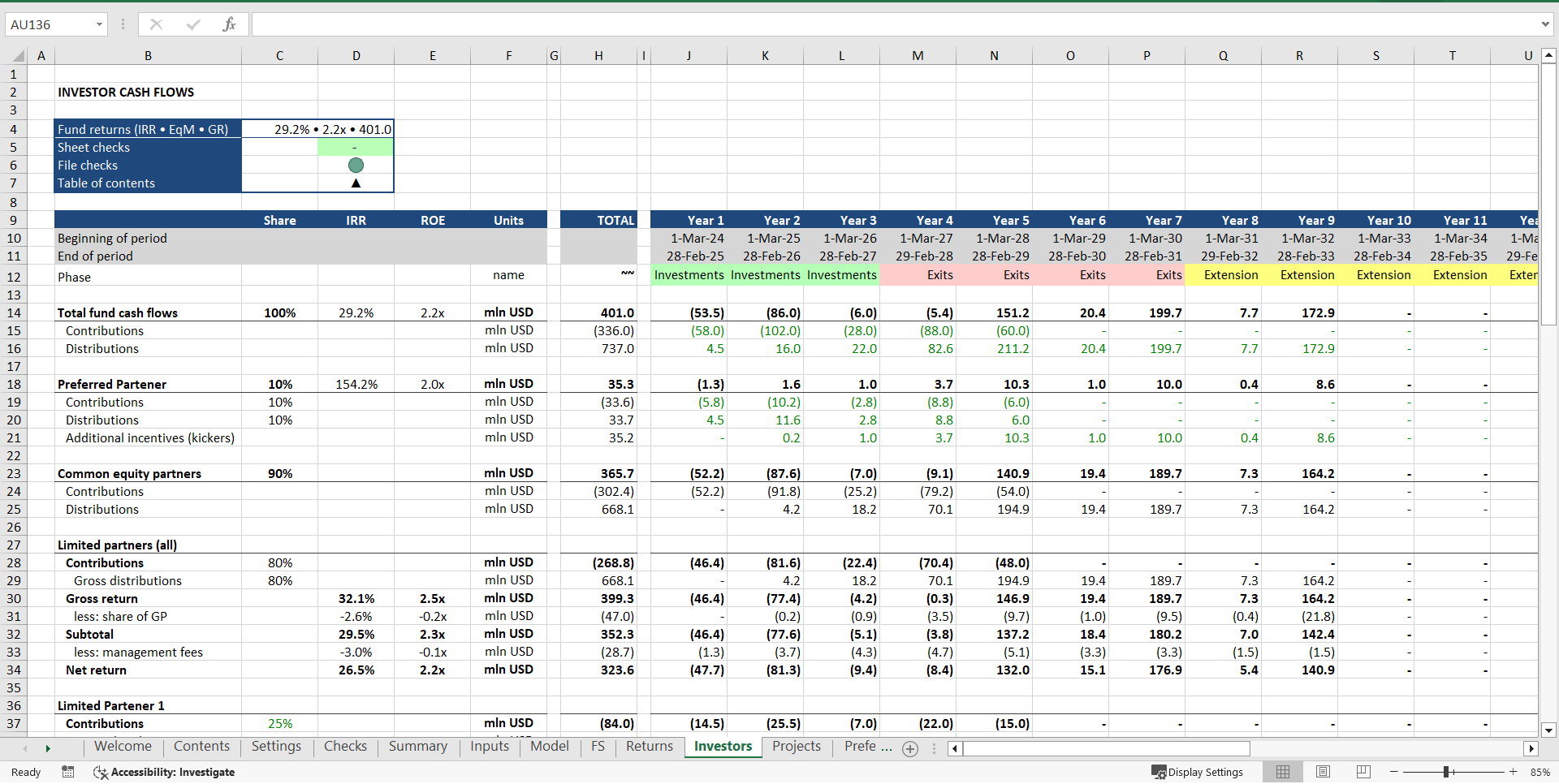 Private Equity (Venture Capital) Fund Financial Model (Excel template (XLSX)) Preview Image