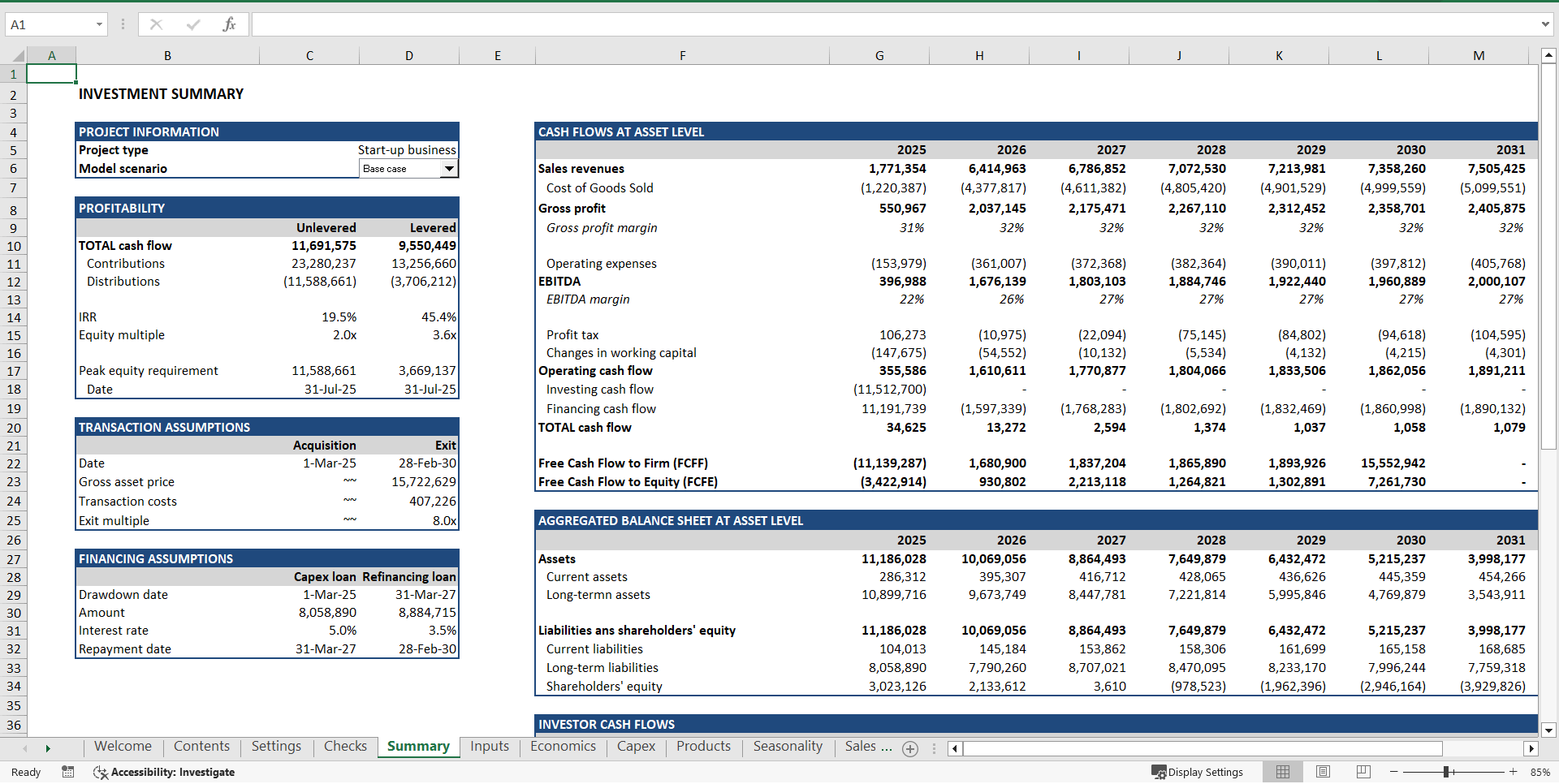 Startup Financial Model with Scenarios (Excel template (XLSX)) Preview Image