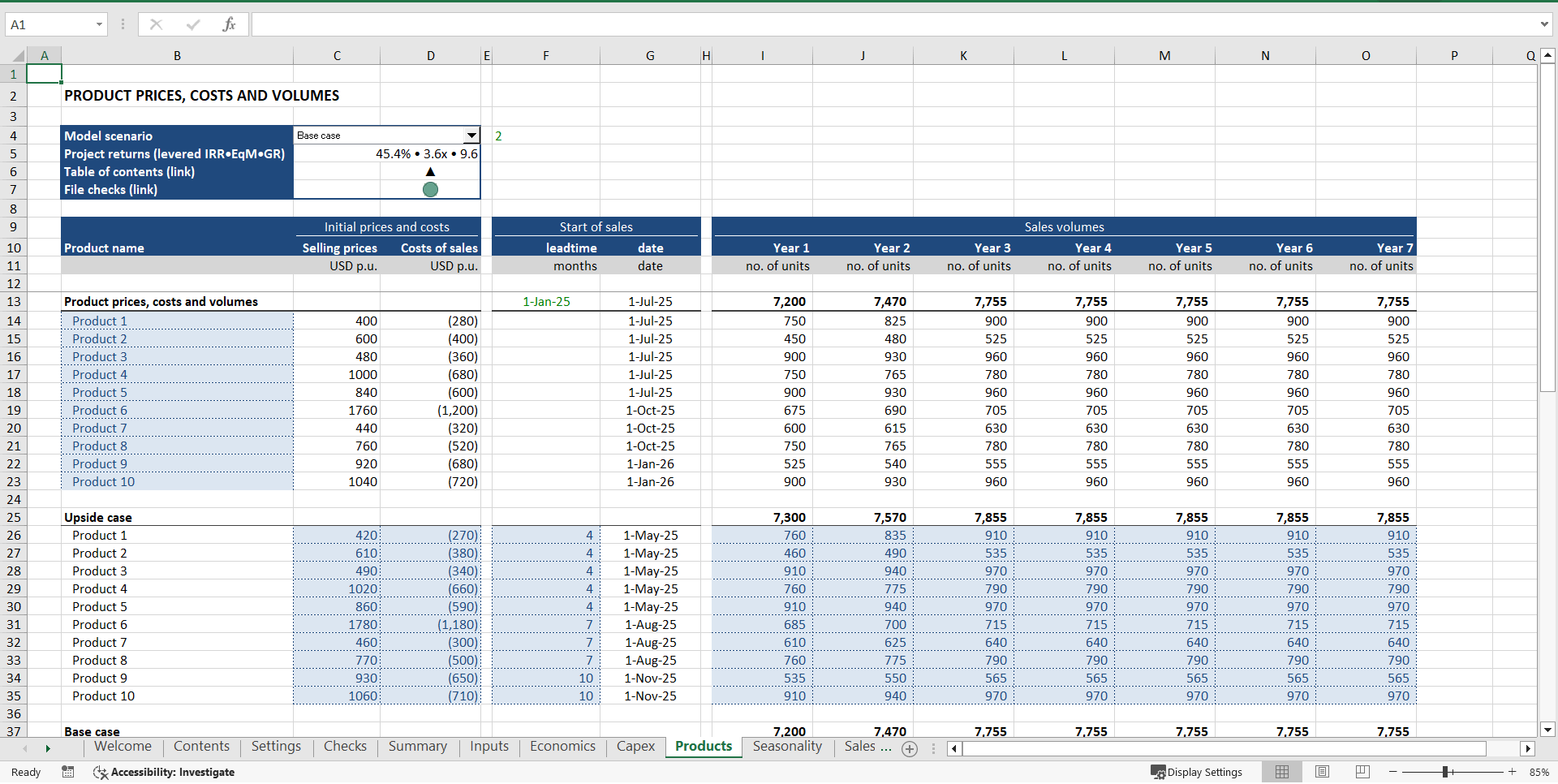 Startup Financial Model with Scenarios (Excel template (XLSX)) Preview Image