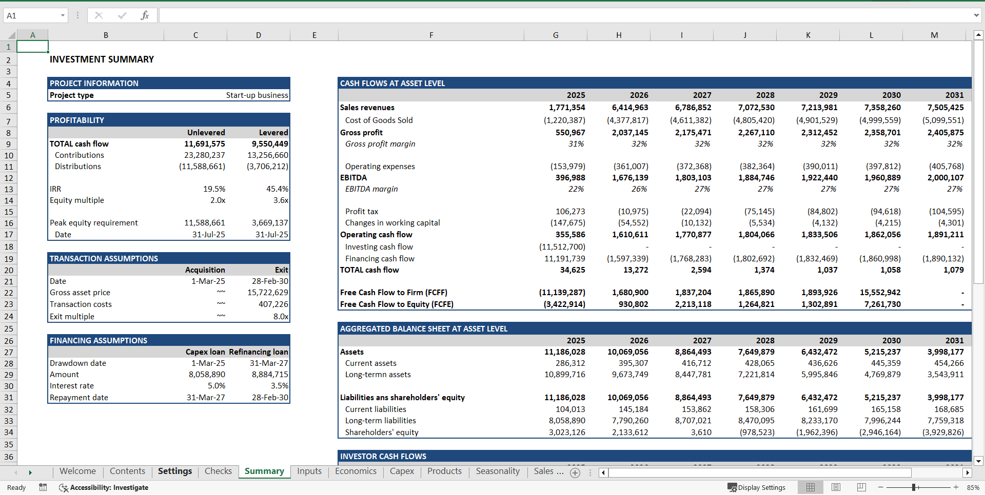 Startup Financial Model (Excel template (XLSX)) Preview Image