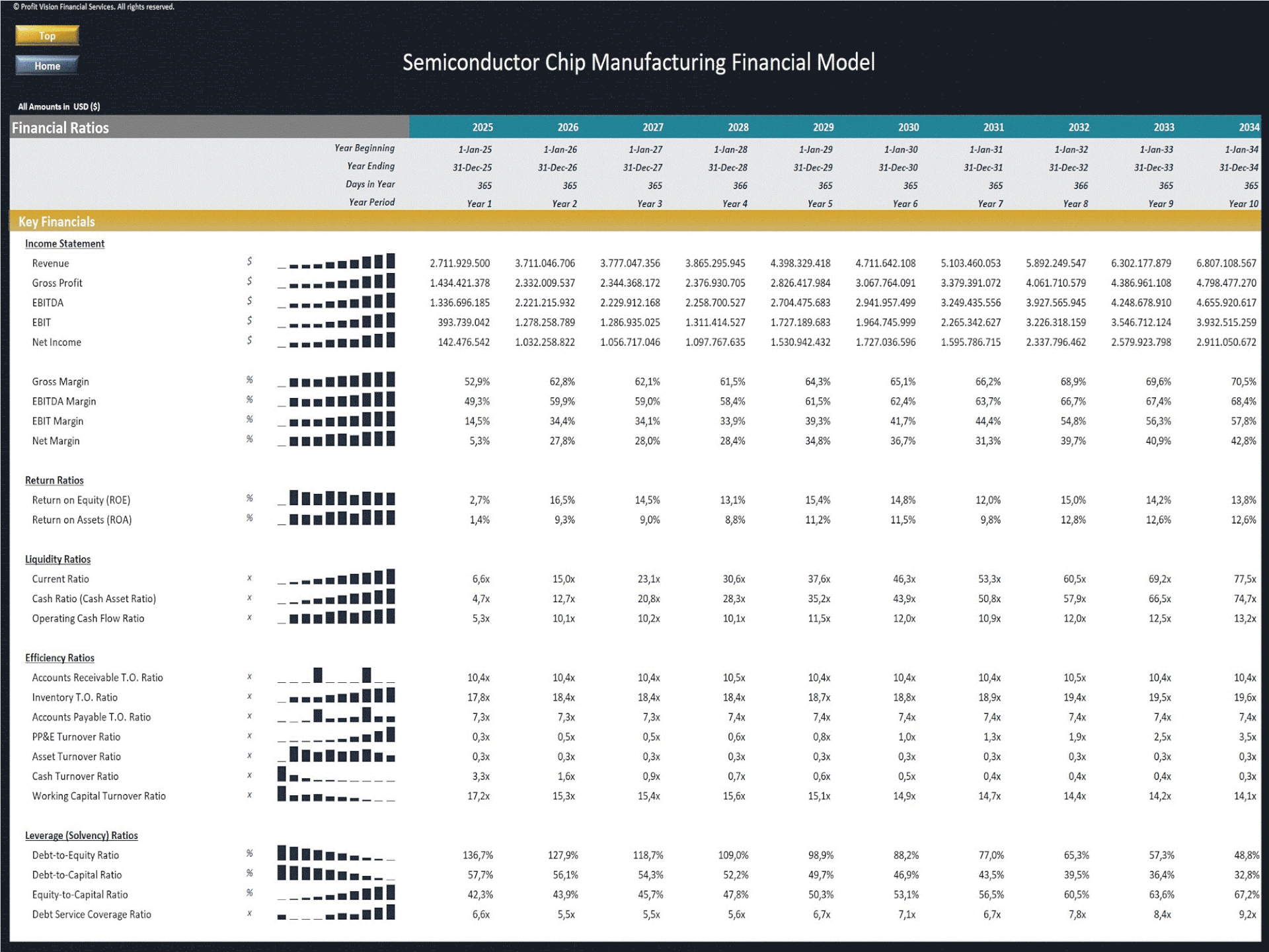 Semiconductor Chip Manufacturing – 10 Year Financial Model (Excel template (XLSX)) Preview Image