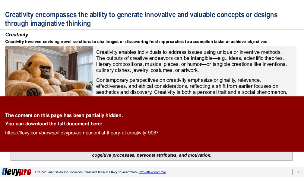 Componential Theory of Creativity (30-slide PPT PowerPoint presentation (PPTX)) Preview Image