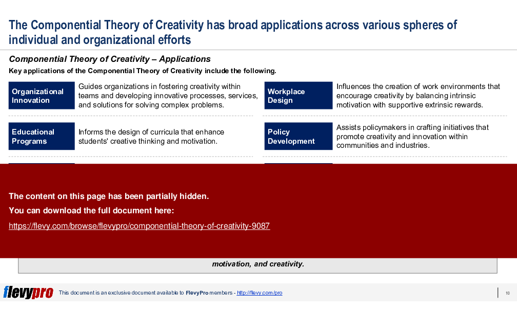 Componential Theory of Creativity (30-slide PPT PowerPoint presentation (PPTX)) Preview Image