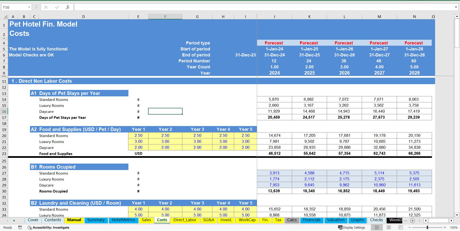 Pet Hotel 5-Year Financial & DCF Model (Excel template (XLSX)) Preview Image