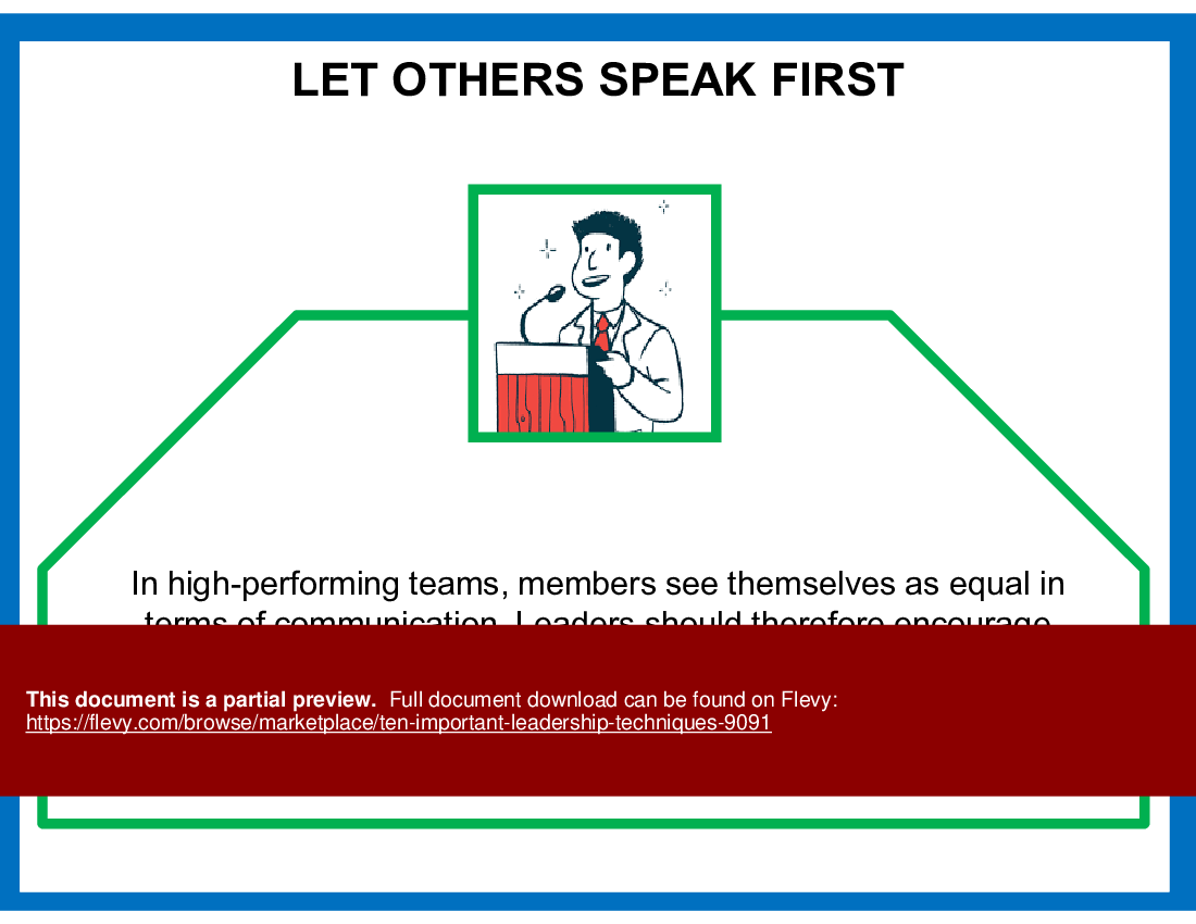 Ten Important Leadership Techniques (12-slide PPT PowerPoint presentation (PPT)) Preview Image