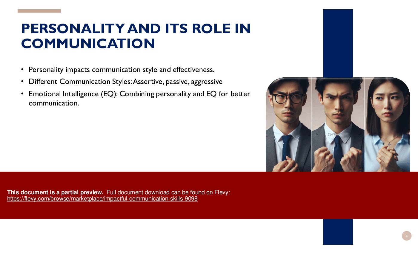 Impactful Communication  Skills (62-slide PPT PowerPoint presentation (PPTX)) Preview Image