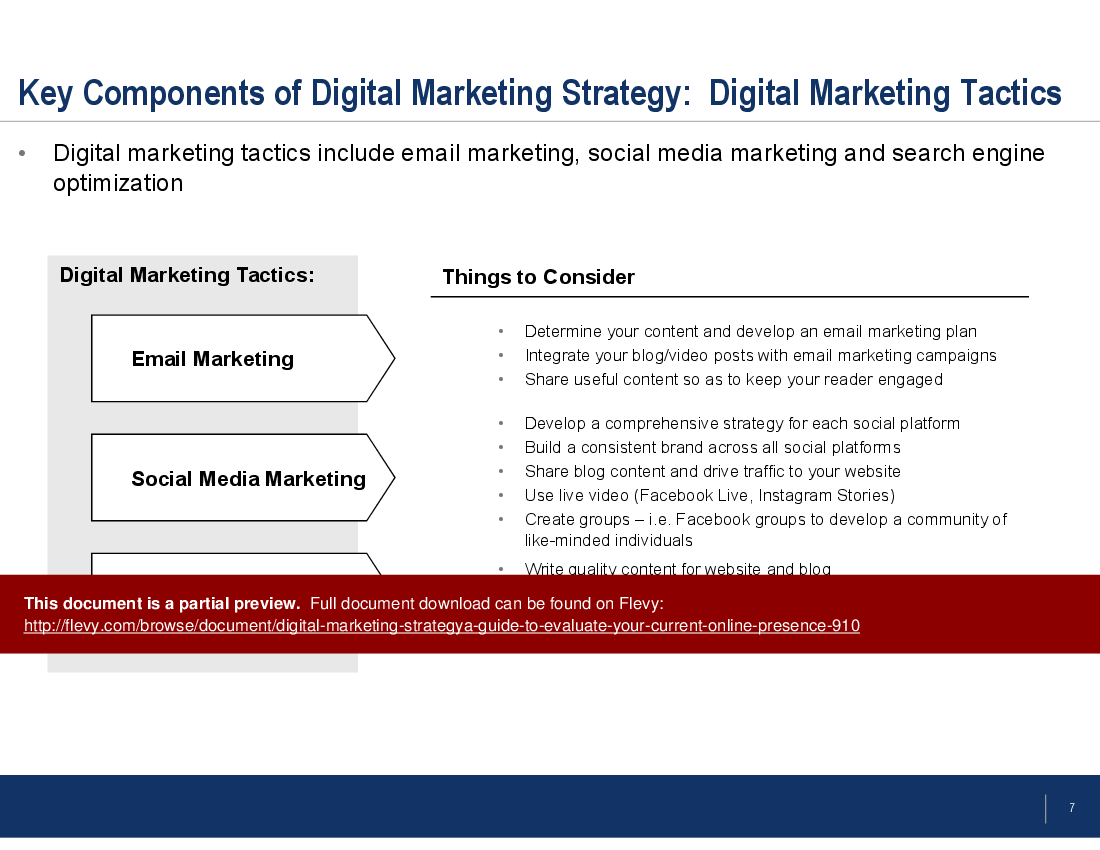 This is a partial preview of Digital Marketing Strategy:  A Guide to Evaluate Your Current Online Presence (17-slide PowerPoint presentation (PPTX)). Full document is 17 slides. 