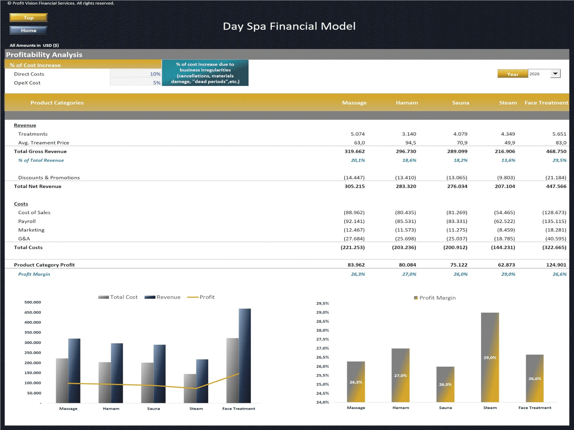 Day Spa – 5 Year Financial Model (Excel template (XLSX)) Preview Image