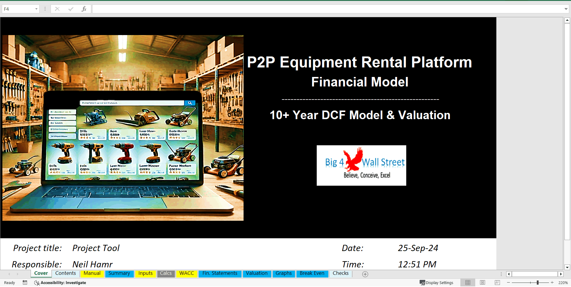 Peer 2 Peer Equipment Rental Platform - DCF Financial Model (Excel template (XLSX)) Preview Image