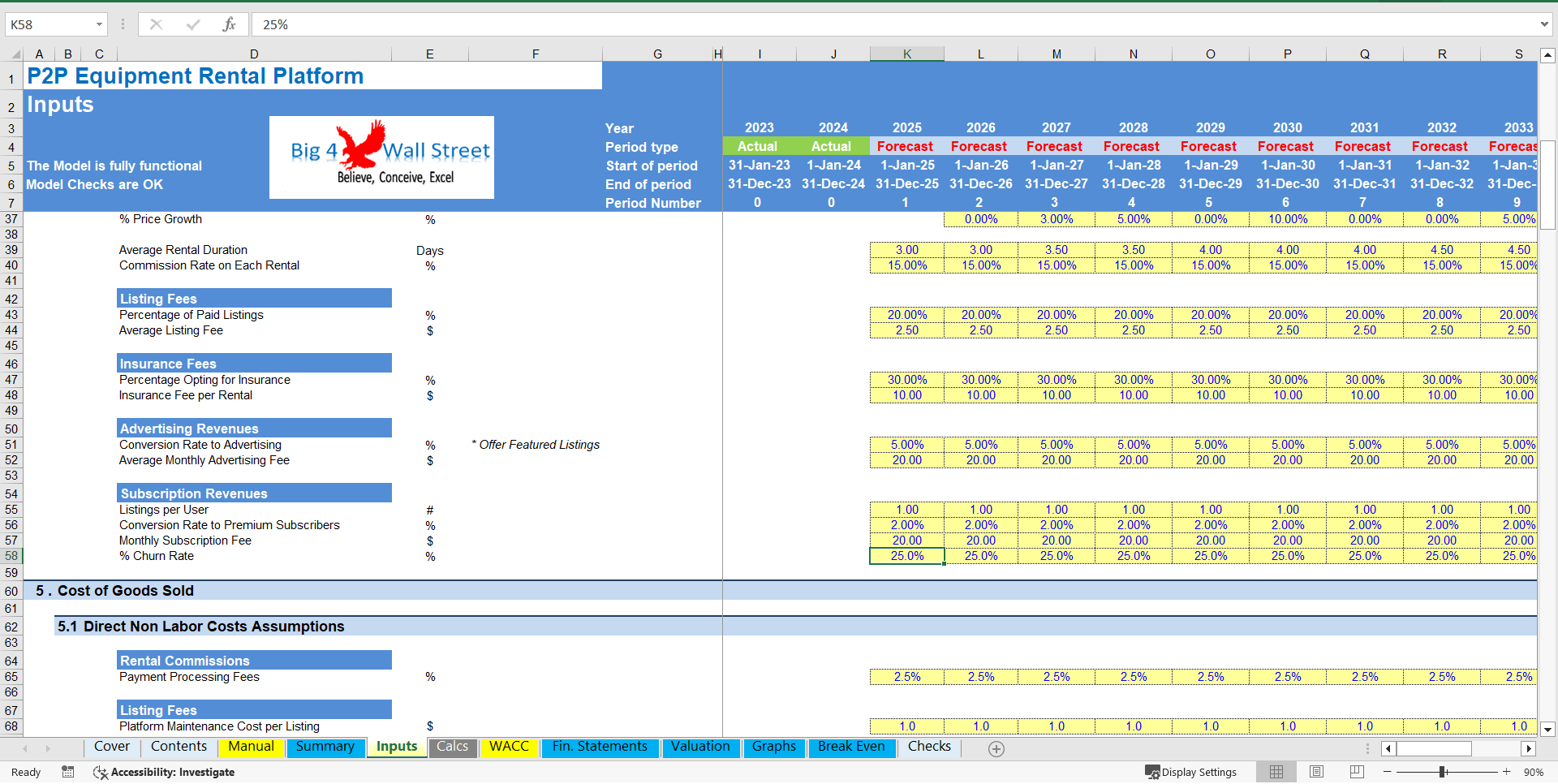 Peer 2 Peer Equipment Rental Platform - DCF Financial Model (Excel template (XLSX)) Preview Image