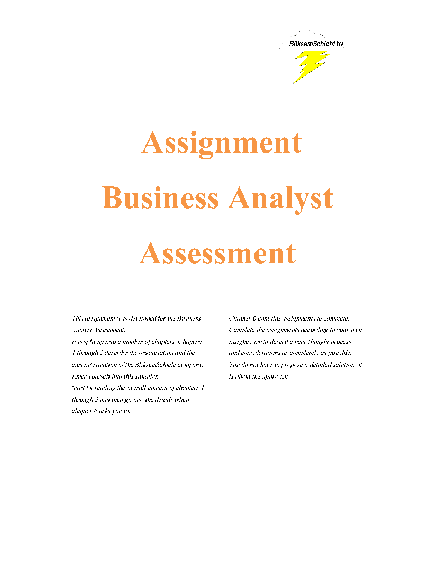 This is a partial preview of Assignment Business Analyst (English) (14-page Word document). Full document is 14 pages. 