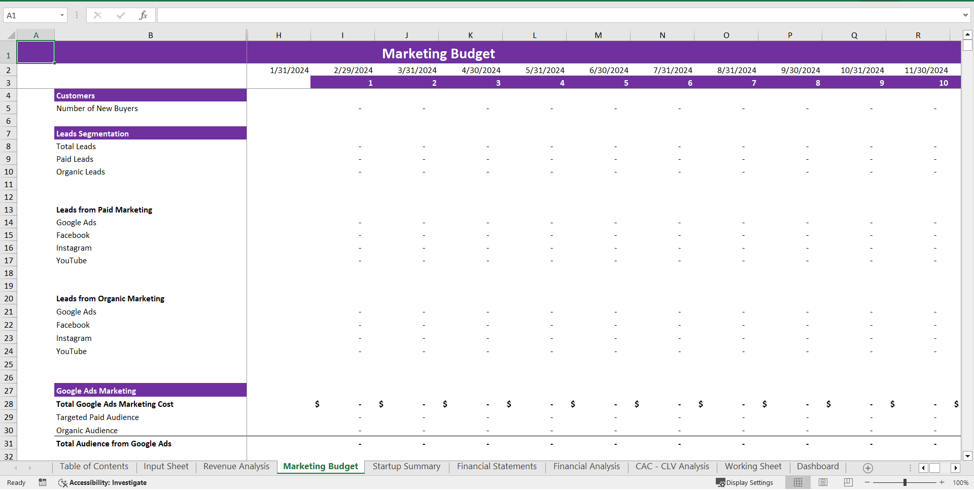 Toys Marketplace Excel Financial Model (Excel template (XLSX)) Preview Image