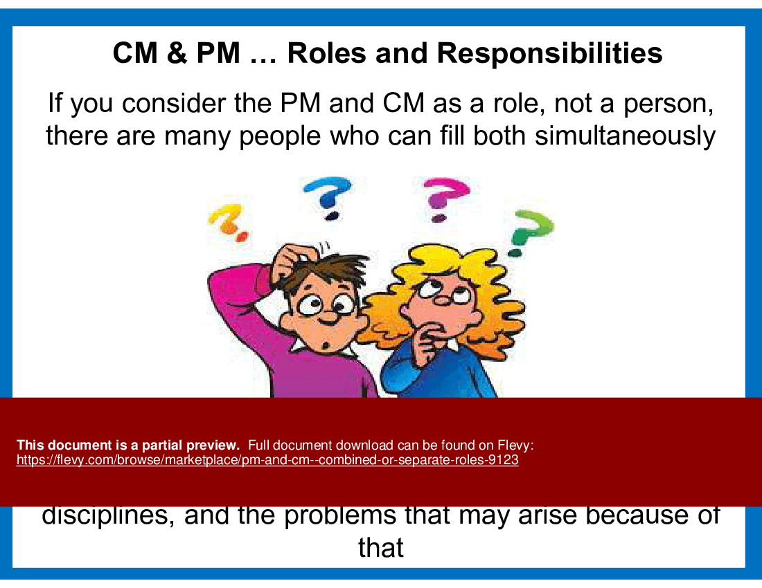 PM & CM - Combined or Separate Roles (18-slide PPT PowerPoint presentation (PPT)) Preview Image